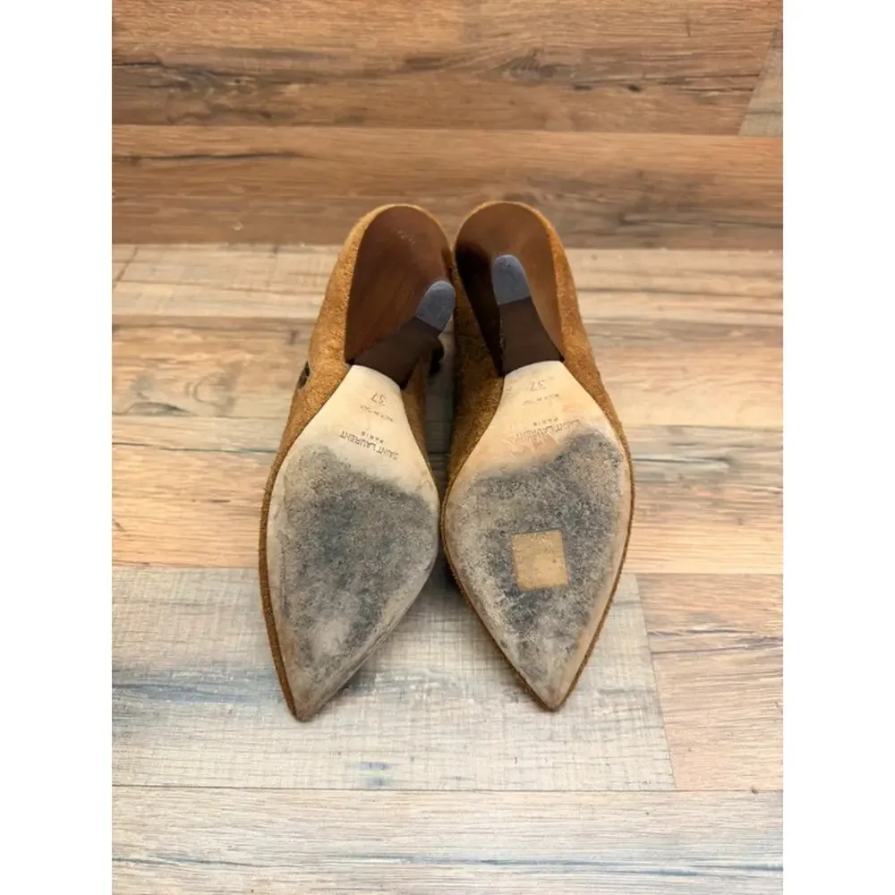 Saint Laurent Niki 85 Ankle Size 6.5-7 EU37 Boots Brown Suede Leather